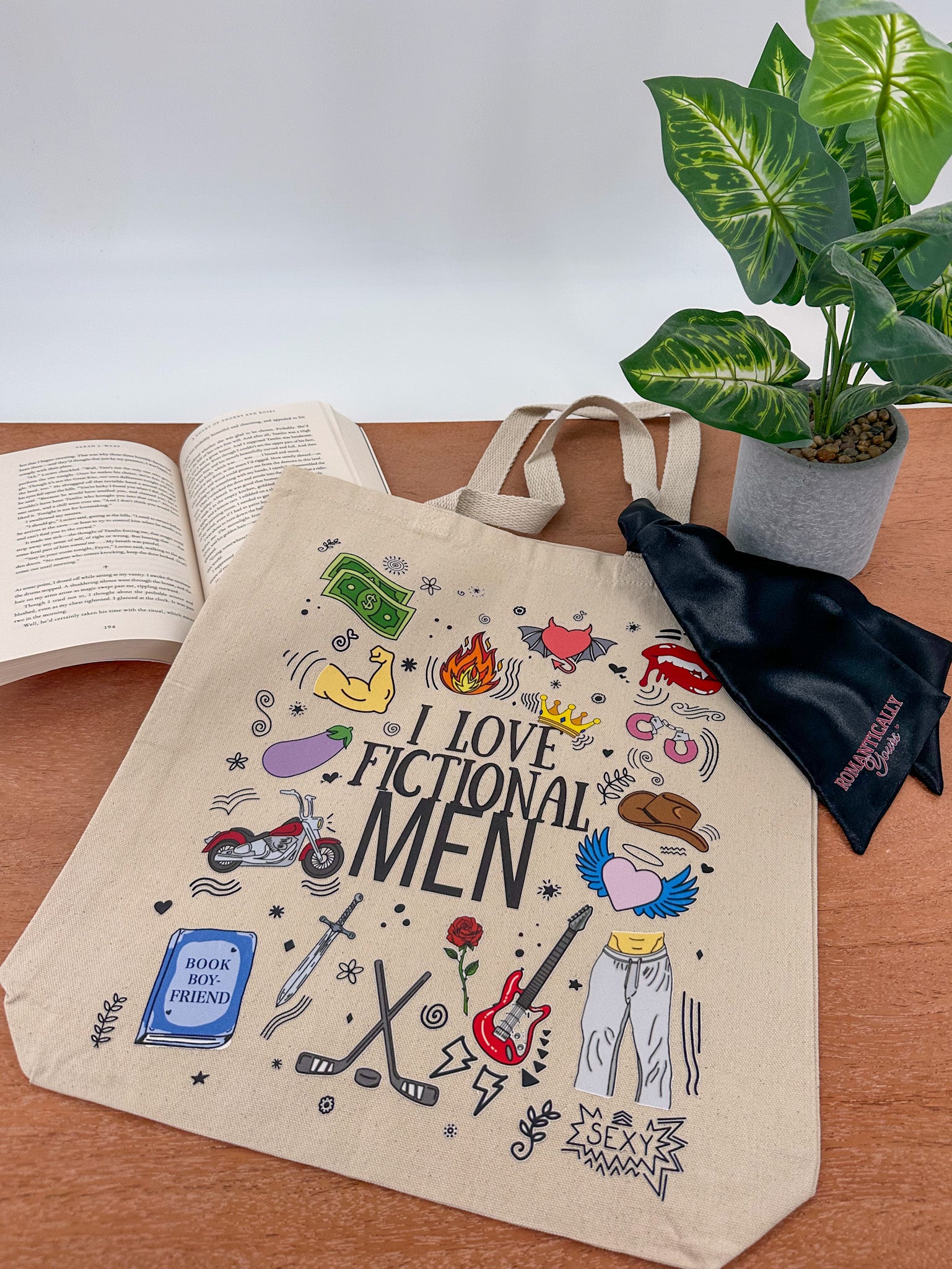 I Love Fictional Men Tote Bag